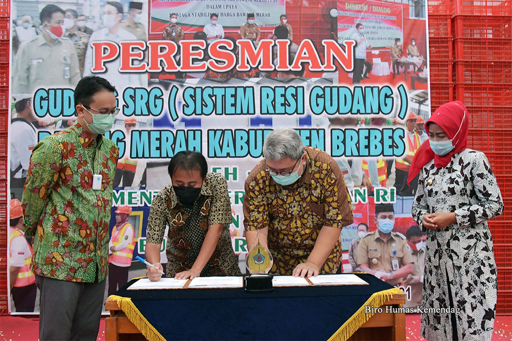 Kemendag resmikan gudang SRG (Sistem Resi Gudang) di Brebes Jawa Tengah dengan implementasi teknologi CAS