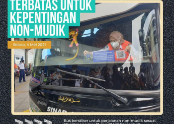 Stiker khusus bus saat larangan mudik Lebaran