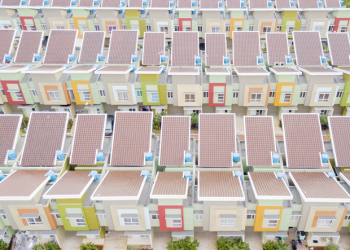 Aerial view of new residential neighborhood in Jakarta, Indonesia